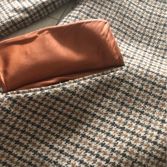 Zara Double Breasted Plaid Wool Coat in Brown Size L - Picture 11 of 14